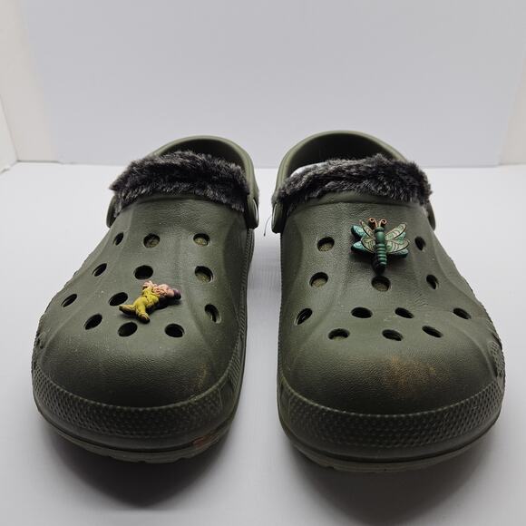 Crocs Baya Faux Fur Lined Clog Slip On Green 15990 Women’s Size 7 Mens Size 5 - Picture 3 of 9